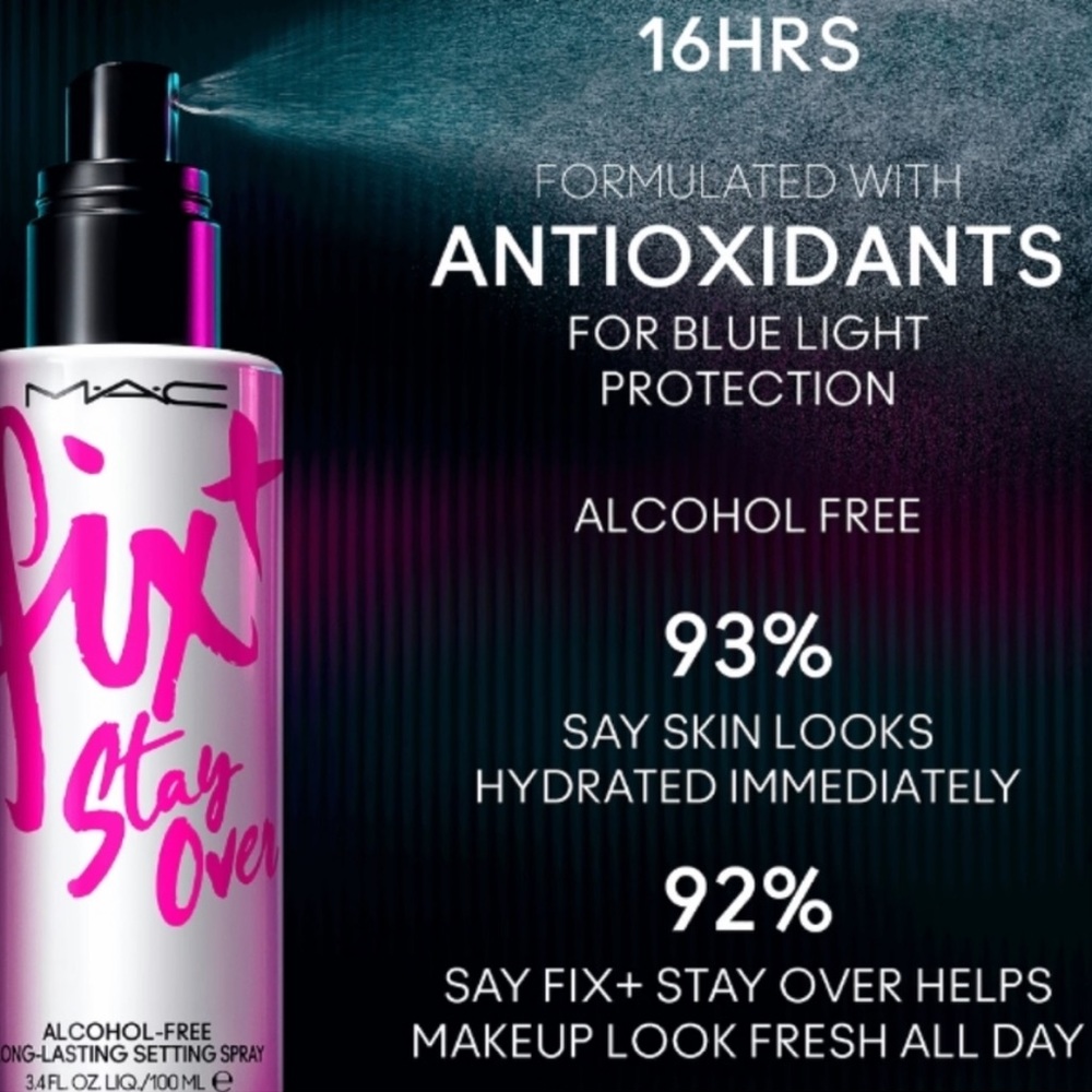 MAC Fix + Stay Over Alcohol Free Long-Lasting Setting Spray 3.4oz makeup - Picture 2 of 4